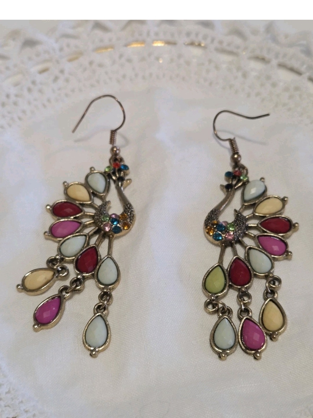 Colorful Peacock Drop Earrings — Multicolor Women’s Jewelry